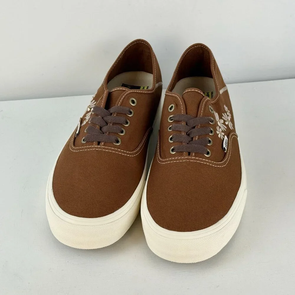 Men's 13 - Vans Authentic VR3 SF Brown Painted Floral Skate Shoes